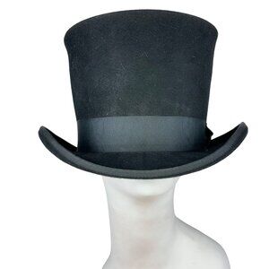 D Bar J Hat Co Beaver Fur Flair Top Hat Black Steampunk Victorian Goth Western